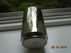 MID CENTURY GEROLD FLORIST DESIGN vastag fényes Ezüst borítású modern henger váza