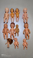 Vintage tiny rubber and plastic baby dolls 11 pieces only in one doll house