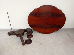 Antik biedermeier diófa ovális asztal pótlásra restaurálásra szorul 19.század