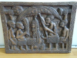 Rare big heavy old african wood carving wall ornament.