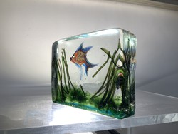 Riccardo Licata muránói “akvárium” üvegdísz 1950-es évekből Gino Cendese-től, a design kedvelőinek.