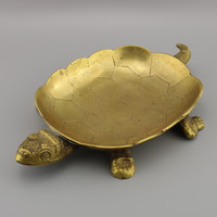 Antik bronz teknős asztaldísz, Vintage teknős középső asztal
