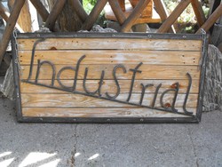 Extra industrial handcrafted wrought iron loft retro industrial inscription frame with vintage furniture