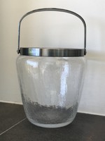 Antik WMF jégtartó repesztett üvegből alpakka peremmel