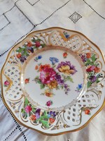 Eladó antik szecessziós porcelán Schumann Drezden német virágos áttört tányér!