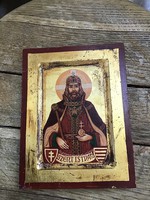 Kézzel festett Szent István fa ikon