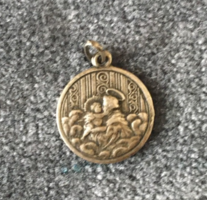 Padovai Szent Antal a Gyermekkel antik ezüst medál