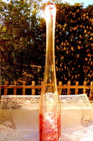 Karcagi nagy méretű  fátyolüveg váza- eredeti papírtikettel  HIBÁTLAN 47 cm