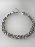 Silver-plated braided necklace, 45 cm long