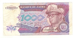 1000 zaires 1989 Zaire
