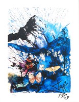 Salvador Dali: Pillangó tánca az Alpokban - litográfia, jelzett