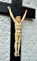 Ib. 60. Antique, bone Jesus Christ (20 cm huge dimensions!) 40 cm crucifix, imposing