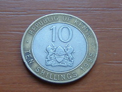 KENYA 10 SHILLINGS 1995 DANIEL TOROITICH ARAP MOI,BIMETÁL #