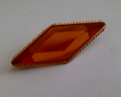 Retro genuine amber brooch pin in marked frame