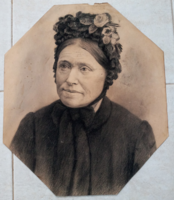 Biedermeier korabeli női portré szénrajz rajz 1800-as évek