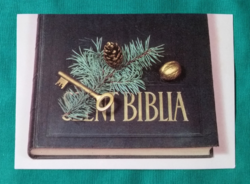 Karácsonyi képeslap,Biblia,használt,1991