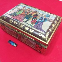 Nagy Pléh Fém Dombornyomott Keksz-Süteményes,Cukorka Tartó Doboz.