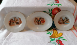 Régi Viktória babaházi aranyos cicás porcelán (3db+1ajándék)