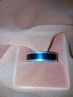 Jelzett Ezüst Fekete Tűzzománc Berakással  Nagyméretű Karika Gyűrű
