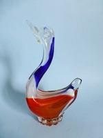 Nagyméretű,Bohemia üveg kacsa,madarin réce,gyönyörű színekkel
