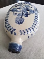 Handcrafted ceramic flask with a Hungarian folk motif