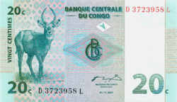 Kongói Dem. Köztársaság 20 Kongói Centimes 1997 UNC