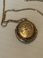 Nagyon régi 14 kr aranyból készült medallion szép lánccal eladó!Ara:98000.-