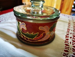 Handmade enamel painted glass bonbonier with lid