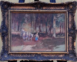 Zórád Ernő (Wallburg Egon) festőművész – Ökrösfogat az erdőben című festménye – 150.