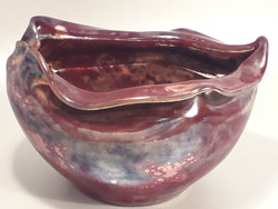 Hollóházi Júlia Bordeaux - Gold Eosin Glazed Ceramic Vase Centerpiece