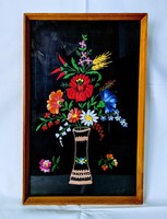 Retro beautiful embroidered mural still life