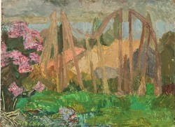 Vidéky Brigitta Iván Szilárdné (1911 - 2017) Tihanyi táj c festménye 60x45cm EREDETI GARANCIÁVAL !