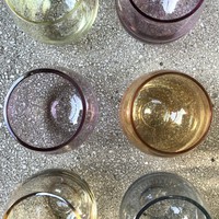 Látványos pohár szett. Irizáló, szivárványos, gömb alakú poharak jó állapotban vintage retro