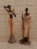2 db Afrikai szobor. 31 - 34 cm.