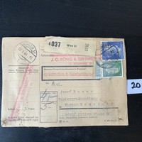 World War II package tag with hitler head stamp circa 1944 with package deutsches reich