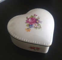 Német porcelán szív alakú ékszertartó,bonbonier
