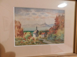 Turiák ödön (1884-1937): watercolor, Danube bend?