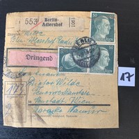 2. világháború csomag cédula Hitler fejes bélyeggel 1944 körül Paketzettel Deutsches Reich