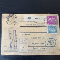 World War II package tag with hitler head stamp circa 1944 with package deutsches reich