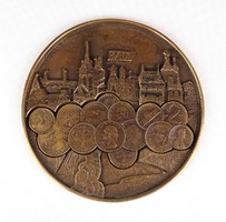 1E455 Nagyméretű budai bronz plakett 14 cm