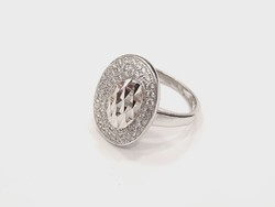 Ovális fejű ródiumos ezüst gyűrű (KECS-Ag80439)