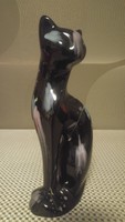 Nagyméretű fekete porcelán cica
