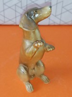 Very rare metzler & ortloff dachshund porcelain figurine