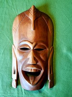 Faragott fa fali maszk, 36 cm