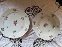 Eladó régi porcelán Herendi eton mintás leveses tányér, és lapos tányér jubileumi jelzéssel!