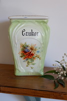 Antique faience kitchen container with