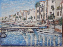Large Mediterranean beach painting