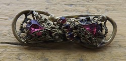 Old marked Czechoslovak ruby colored stone brooch
