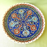 Kék dísztányér, török kerámia tányér,