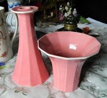 Grete Ronning norvég dizájn váza és gyertyatartó, rózsaszín